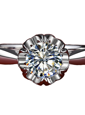 正品显钻1克拉莫桑石女花苞钻戒