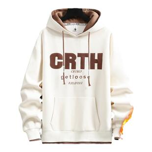 13青少年秋冬季加绒卫衣12岁男孩初中学生连帽加厚纯棉上衣15大童