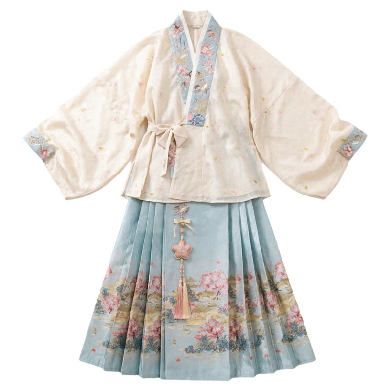 远山乔【樱开满庭】明制织金对穿交马面裙汉服日常套装春秋女