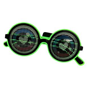 包邮EL发光眼镜LED墨镜创意自拍圆框可转动眼珠酒吧蹦迪KTV狂欢夜