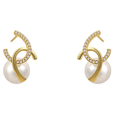 双C金珍珠耳环高级感独特耳饰