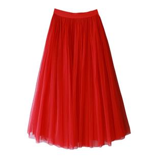 大摆长款2025秋冬季半裙新款网纱裙高腰蓬蓬半身裙子舞蹈舞台长裙