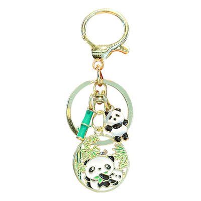 网红成都基地纪念品国宝熊猫金属钥匙扣环圈挂饰可爱学生书包挂件