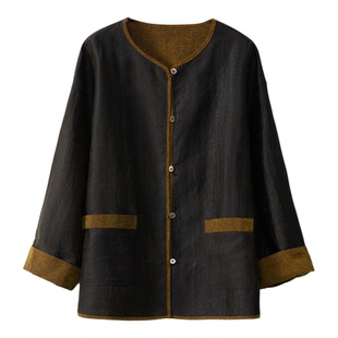 SILVIYE双面穿100桑蚕丝金龟缎老料香云纱龟裂纹开衫真丝外套春秋