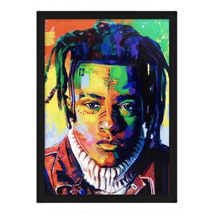 XXXTentacion有框海报 嘻哈Rap歌手装饰画 欧美说唱音乐壁画