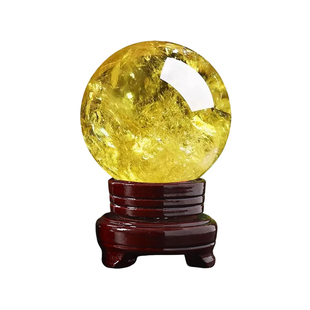 天然黄色水晶球摆件官方旗舰店原石熔炼打磨开业乔迁高端装饰送礼