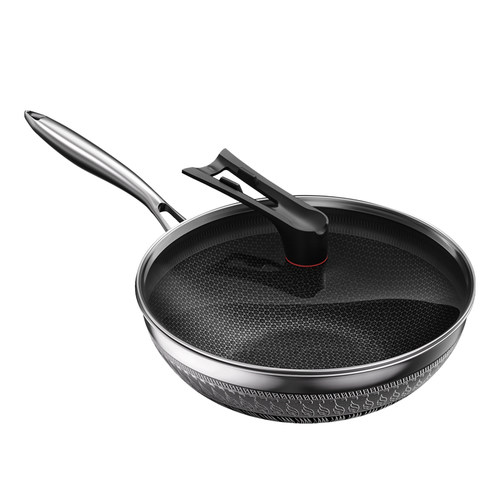 华际达不粘锅家用炒锅食品不锈钢蜂窝不粘炒菜锅电磁炉燃气灶通用