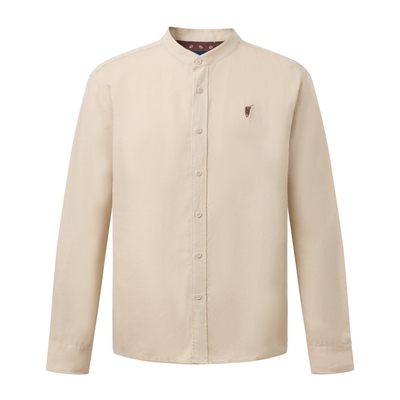 亚麻混纺简约纯色休闲长袖衬衫