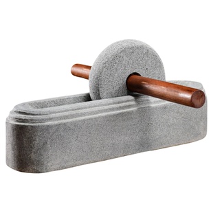 中药碾子药碾槽药船石头药捻子撵槽工具粉碎机老式石头手动研磨器