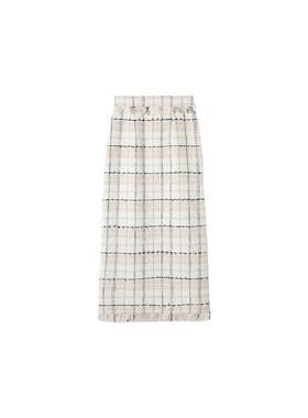 SNIDEL春夏款甜美高腰毛边粗花呢小香风半身裙SWFS251108