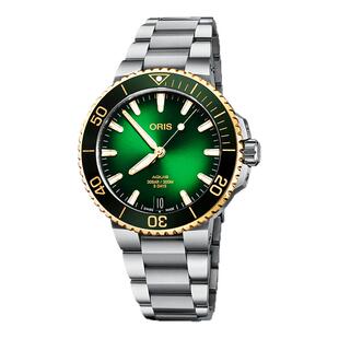 ORIS豪利时摩天轮潜水腕表18k玫瑰金400机械芯手表绿盘钢带41.5mm