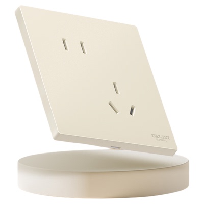 德力西官方旗舰店295超薄开关插座哑光五孔面板16A奶油风银桂黄