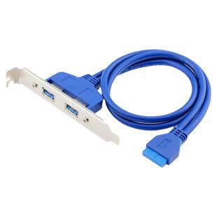 带挡板20pin转双口USB3.0后置PCI挡板线全高机箱DIY带耳朵转接线