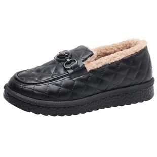 厚底乐福鞋女冬季加绒加厚保暖豆豆鞋2025新款毛毛鞋懒人鞋一脚蹬