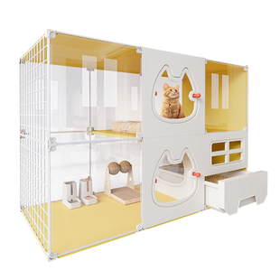 全景豪华猫笼子猫别墅带厕所一体家用室内超大自由空间猫咪窝屋舍