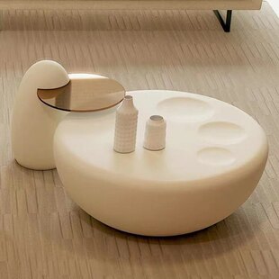 网红奶油风猫爪茶几轻奢圆茶几小户型家用客厅极简创意设计茶几