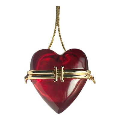 *古早桃心相盒复古红色黑色项链