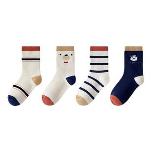 英氏儿童袜子四季纯棉透气男童女宝宝网眼袜地板袜中长筒无骨袜子
