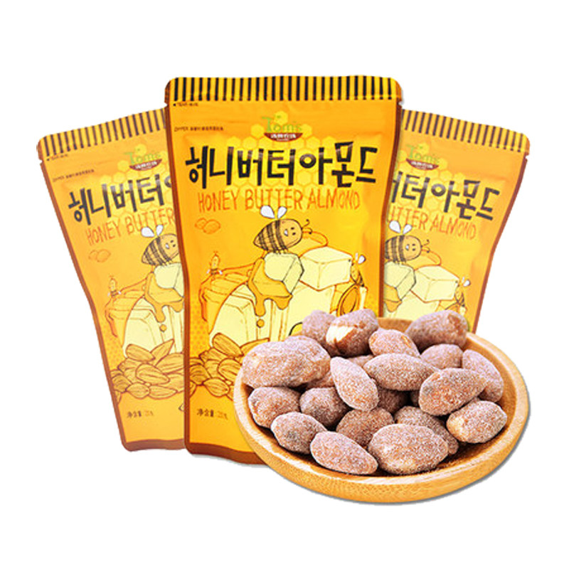 包邮韩国进口零食网红坚果芭蜂(原汤姆农场)蜂蜜黄油扁桃仁250g