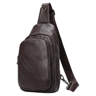 新款真皮胸包男士休闲复古头层牛皮斜跨包单肩包胸前包chest bag