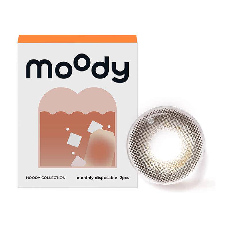 moody美瞳月抛2精选彩色隐形眼镜三明治工艺胶片棕大小直径显色