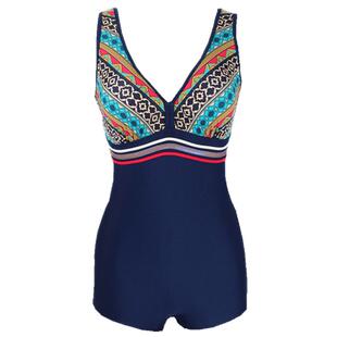 温泉泳装连体小平角女大胸泳衣大罩杯速干运动专业训练大码游泳衣