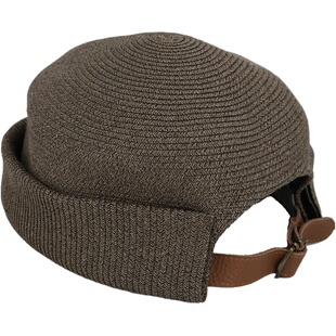 Lion～Dickinson 简约牛皮袢带草编复古水手帽雅痞帽瓜皮帽男女