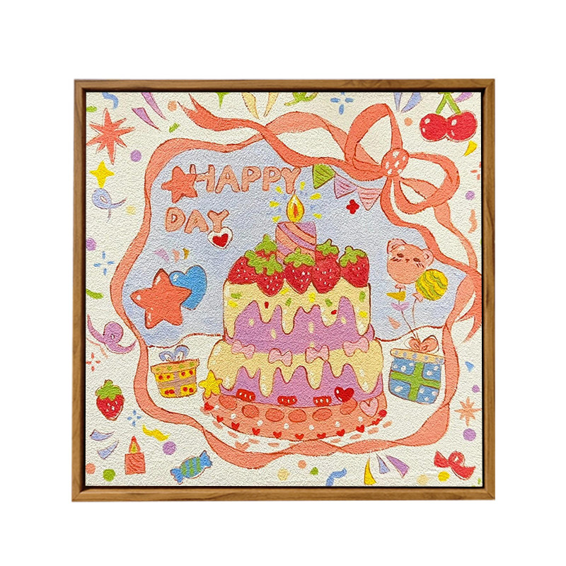 生日快乐蛋糕手工礼物肌理画