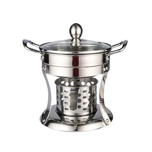 酒精炉小火锅自热商用外卖一人一锅家用不锈钢户外一次性单人涮锅