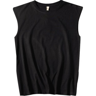 宽松t恤女纯棉基础款黑白色运动健身无袖坎肩背心男挂脖打底小衫