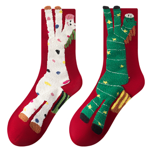 本命年袜子女款中筒冬防臭2026马年属马红色女生可爱新年礼物长筒