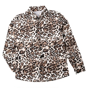 Men's Leopard Print Long Sleeve Lapel Shirt豹纹印花长袖衬衫