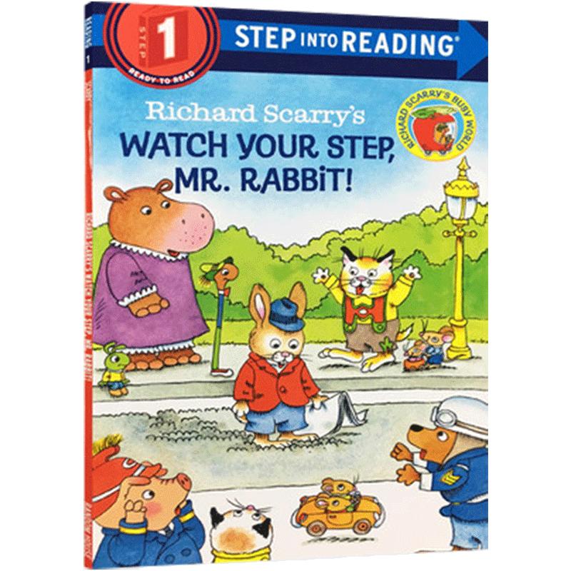 预售送音频英文原版绘本step into reading Level 1 Richard Scarry's Watch Your Step, Mr. Rabbit!4 - 6岁儿童兰登书屋分级阅读