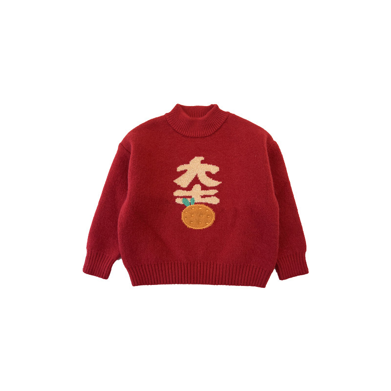 冬季儿童大橘大利亲子毛衣拜年服