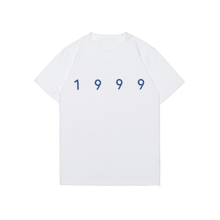 GOGOSOON 克隆棉230g凉感 1999简约数字胶印短袖T恤男宽松休闲夏