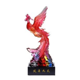 洪剧堂凤舞九天凤凰琉璃摆件客厅电视酒柜桌面玄关装饰乔迁礼品