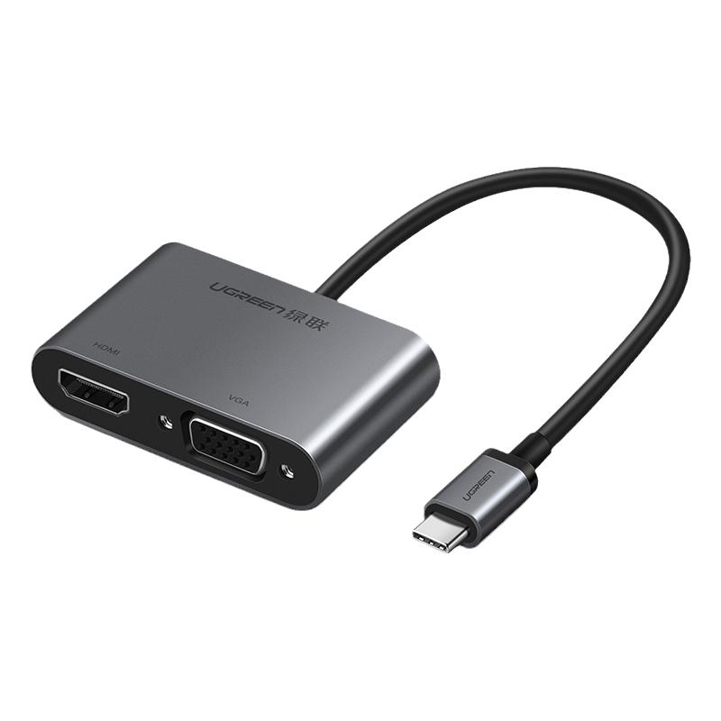 绿联type-c转hdmi+vga接头苹果电脑华为30笔记本同屏转换器适用于