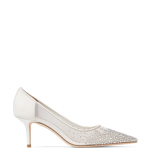 [新年礼物][明星同款婚鞋]JIMMY CHOO/LOVE 水晶饰网眼高跟婚鞋JC