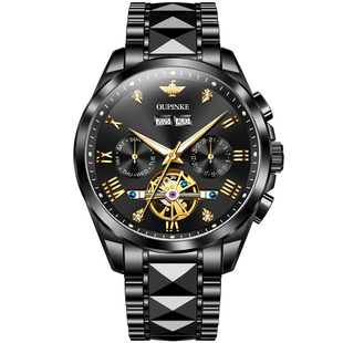 瑞士欧品客名牌官方正品男士手表男款全自动机械表黑武士防水夜光