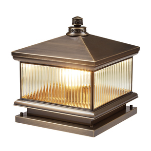 全铜柱头灯太阳能户外防水庭院室外围墙别墅大门柱子灯接电门柱灯