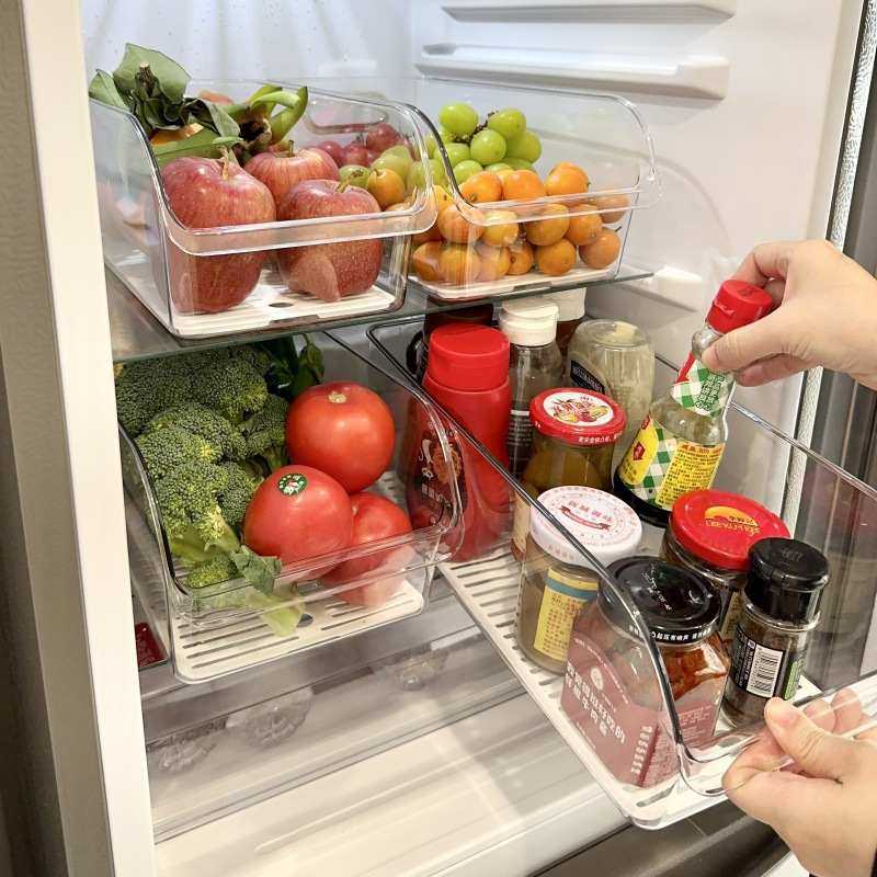 厨房冰箱蔬菜鸡蛋收纳盒抽屉式分装冷冻水果敞口透明沥水盒整理盒
