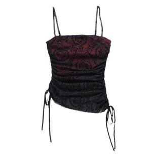 哥特风heels穿搭cos服装黑色御姐性感套装女辣妹吊带蕾丝微喇裤女