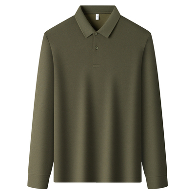 罗蒙春秋长袖polo衫男士含桑蚕丝