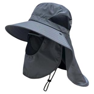 渔夫帽夏季防紫外线遮阳帽子钓鱼遮脸护颈一体男防晒帽太阳帽速干