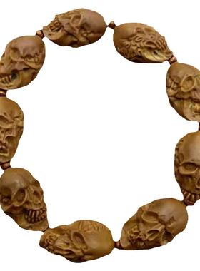 橄榄核手串骷髅头核雕男士手工橄榄核雕文玩佛珠橄榄胡民族风手链