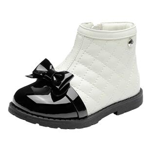 百丽童鞋女童小短靴2026春季新款加绒宝宝公主靴子儿童皮靴时装靴