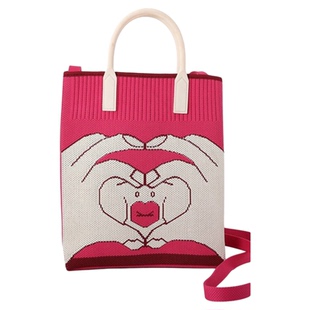 大号单肩针织手机包女斜挎包迷你卡通猫咪可爱零钱外出通勤小挎包