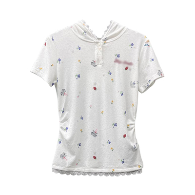 JONIbyBEB小狗印花蕾丝连帽T恤