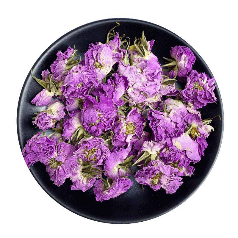 新疆和田重瓣沙漠玫瑰花茶花冠70g天然冰珀紫玫瑰干花全开大花