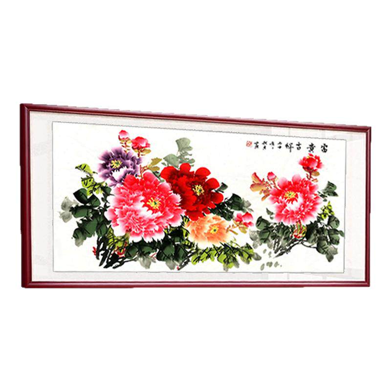 国画花开富贵客厅图画中式玄关画